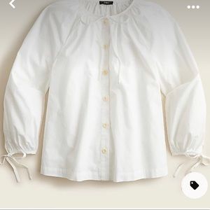 Poplin button up tie sleeve top